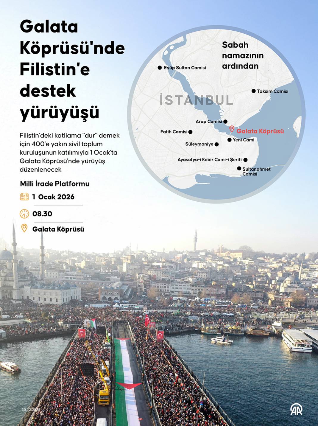 Galata Köprüsü'nde 1 Ocak'ta düzenlenecek Filistin eylemi için ortak çağrı 1